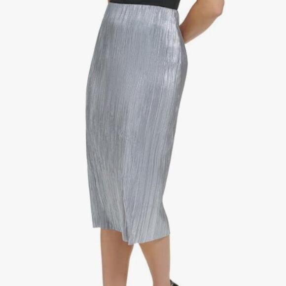 New ~ CALVIN KLEIN ~ Pleated Metallic Midi Skirt Size Medium holidays PLEATS!! - Picture 1 of 8